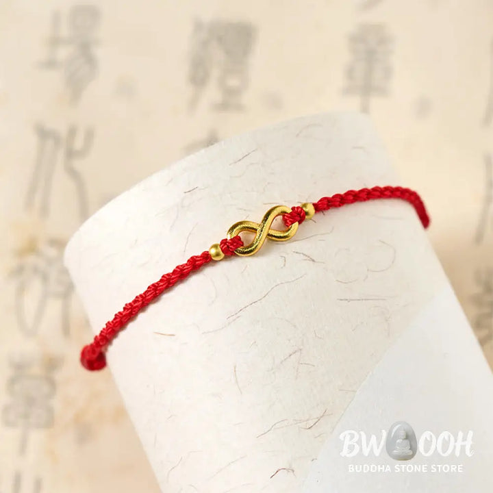 Buddha Stones Infinity Charm Brass Red String Adjustable Protection Bracelet - Red String(Wrist Circumference: 14-18cm)