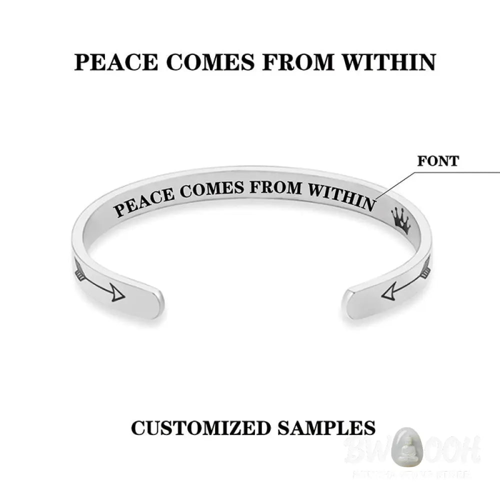 BWOOOH Inspirational Bracelets Personalized Gift for Her Him Engraved Mantra Cuff Bangle Crown Jewelry - Bracelet