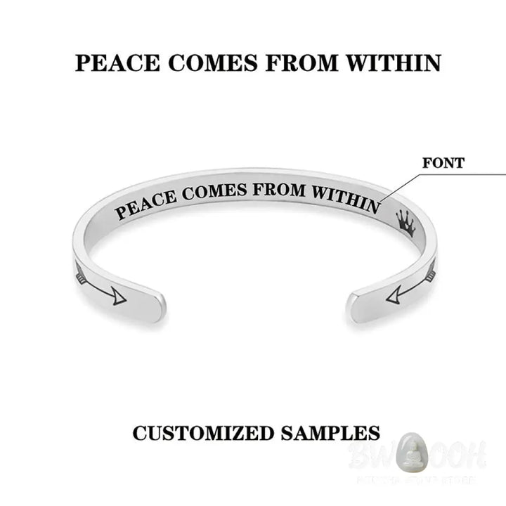 BWOOOH Inspirational Bracelets Personalized Gift for Her Him Engraved Mantra Cuff Bangle Crown Jewelry - Bracelet