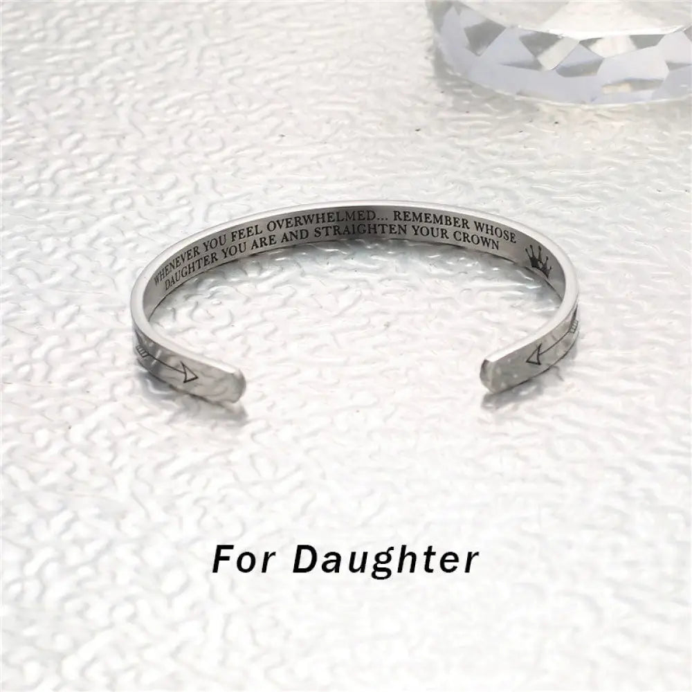 BWOOOH Inspirational Bracelets Personalized Gift for Her Him Engraved Mantra Cuff Bangle Crown Jewelry - Bracelet