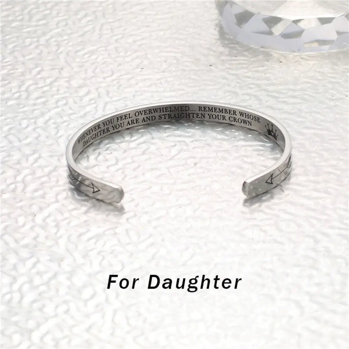 BWOOOH Inspirational Bracelets Personalized Gift for Her Him Engraved Mantra Cuff Bangle Crown Jewelry - Bracelet