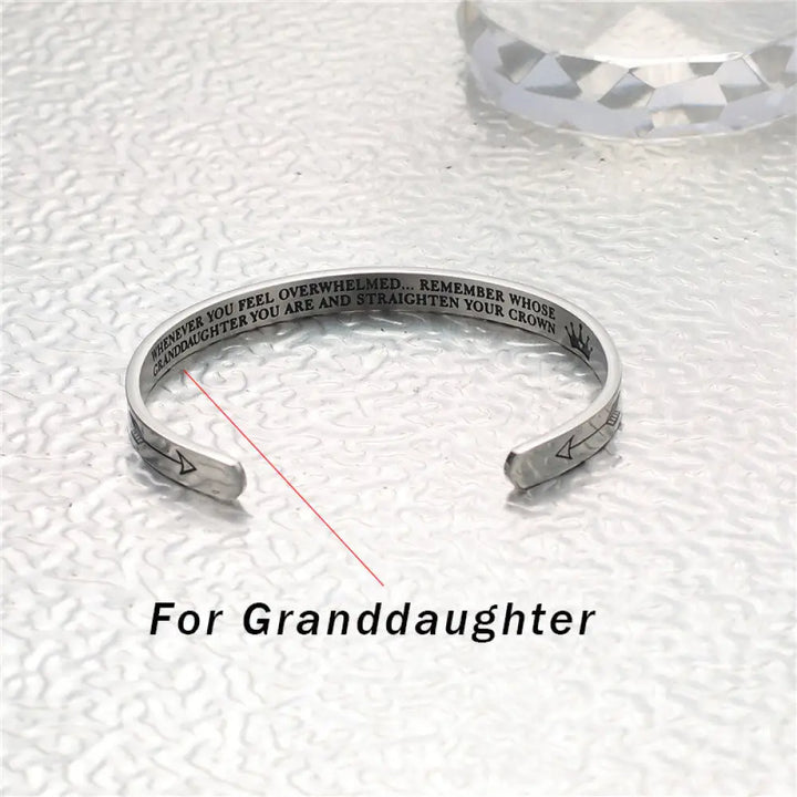 BWOOOH Inspirational Bracelets Personalized Gift for Her Him Engraved Mantra Cuff Bangle Crown Jewelry - Bracelet
