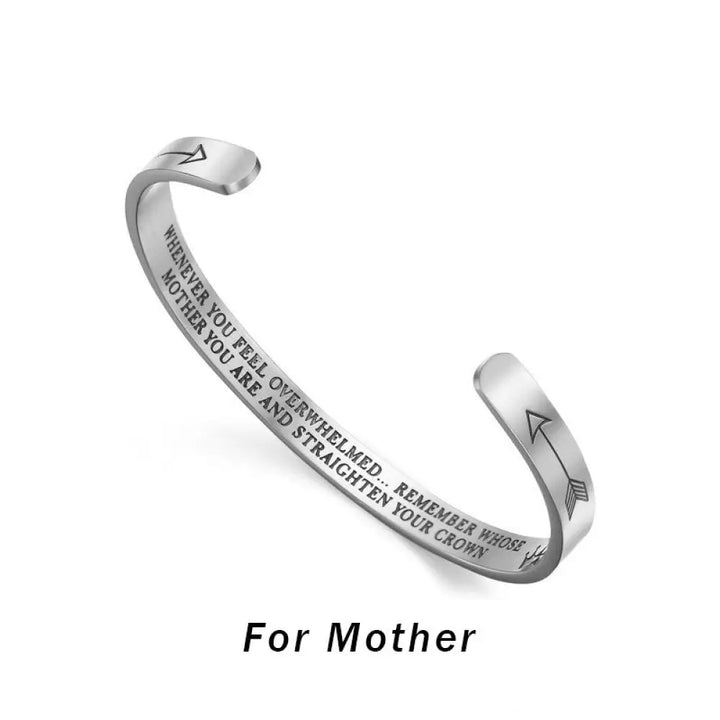 BWOOOH Inspirational Bracelets Personalized Gift for Her Him Engraved Mantra Cuff Bangle Crown Jewelry - Bracelet