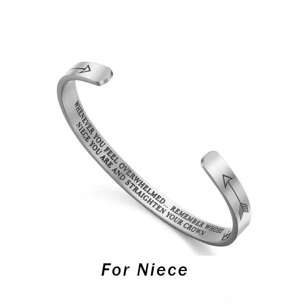 BWOOOH Inspirational Bracelets Personalized Gift for Her Him Engraved Mantra Cuff Bangle Crown Jewelry - Bracelet