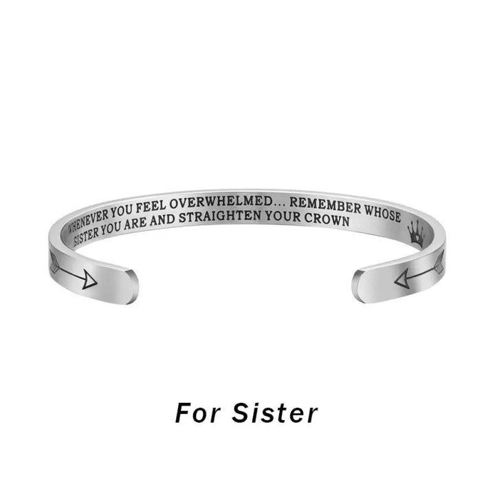 BWOOOH Inspirational Bracelets Personalized Gift for Her Him Engraved Mantra Cuff Bangle Crown Jewelry - Bracelet