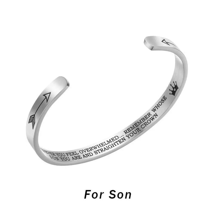 BWOOOH Inspirational Bracelets Personalized Gift for Her Him Engraved Mantra Cuff Bangle Crown Jewelry - Bracelet