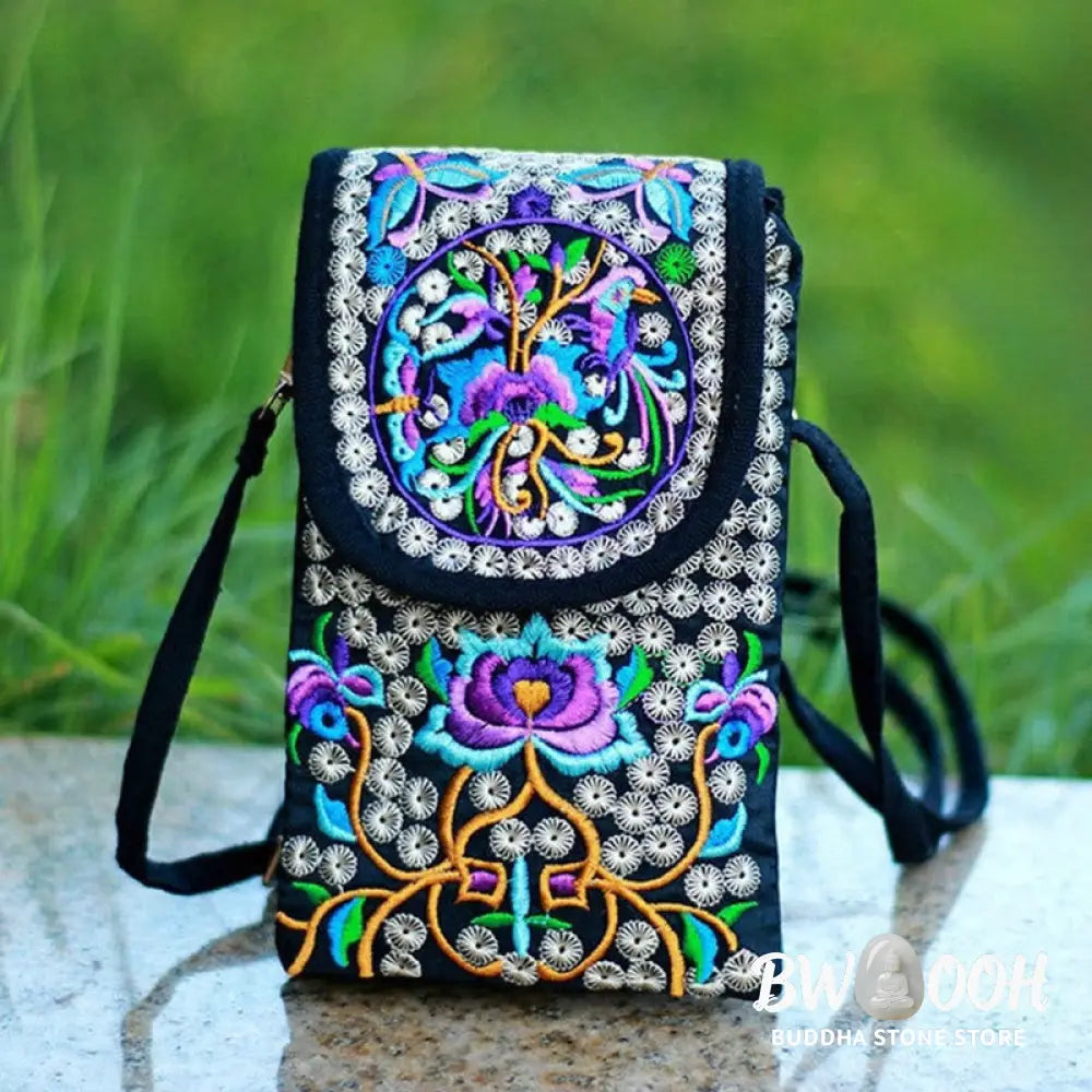 Buddha Stones Inula Flower Rose Embroidery Canvas Backpack Crossbody Bag - Crossbody Bag&amp;Shoulder Bag