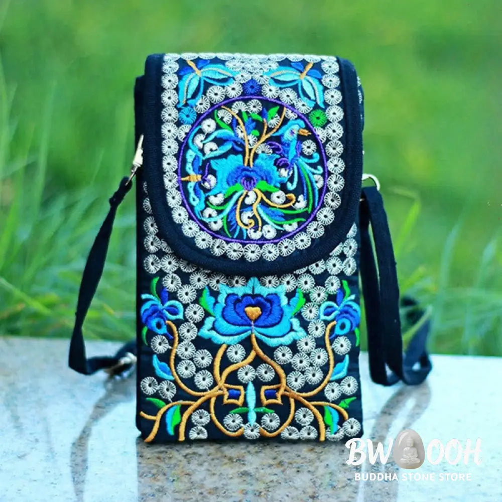 Buddha Stones Inula Flower Rose Embroidery Canvas Backpack Crossbody Bag - Crossbody Bag&amp;Shoulder Bag