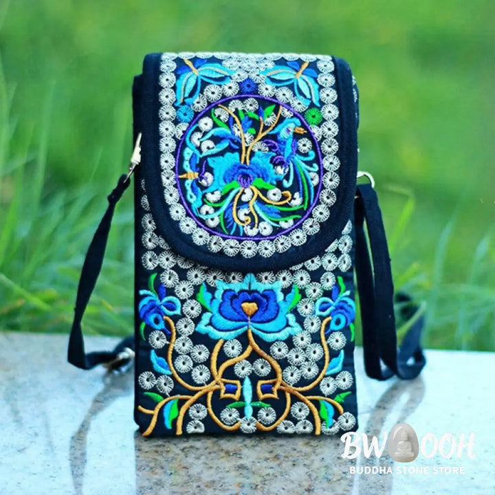 Buddha Stones Inula Flower Rose Embroidery Canvas Backpack Crossbody Bag - Crossbody Bag&amp;Shoulder Bag