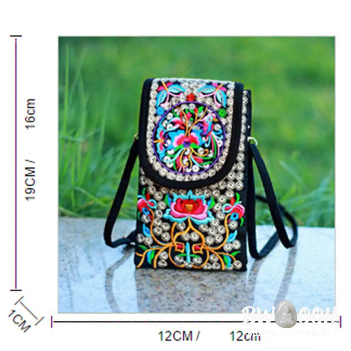 Buddha Stones Inula Flower Rose Embroidery Canvas Backpack Crossbody Bag - Crossbody Bag&amp;Shoulder Bag