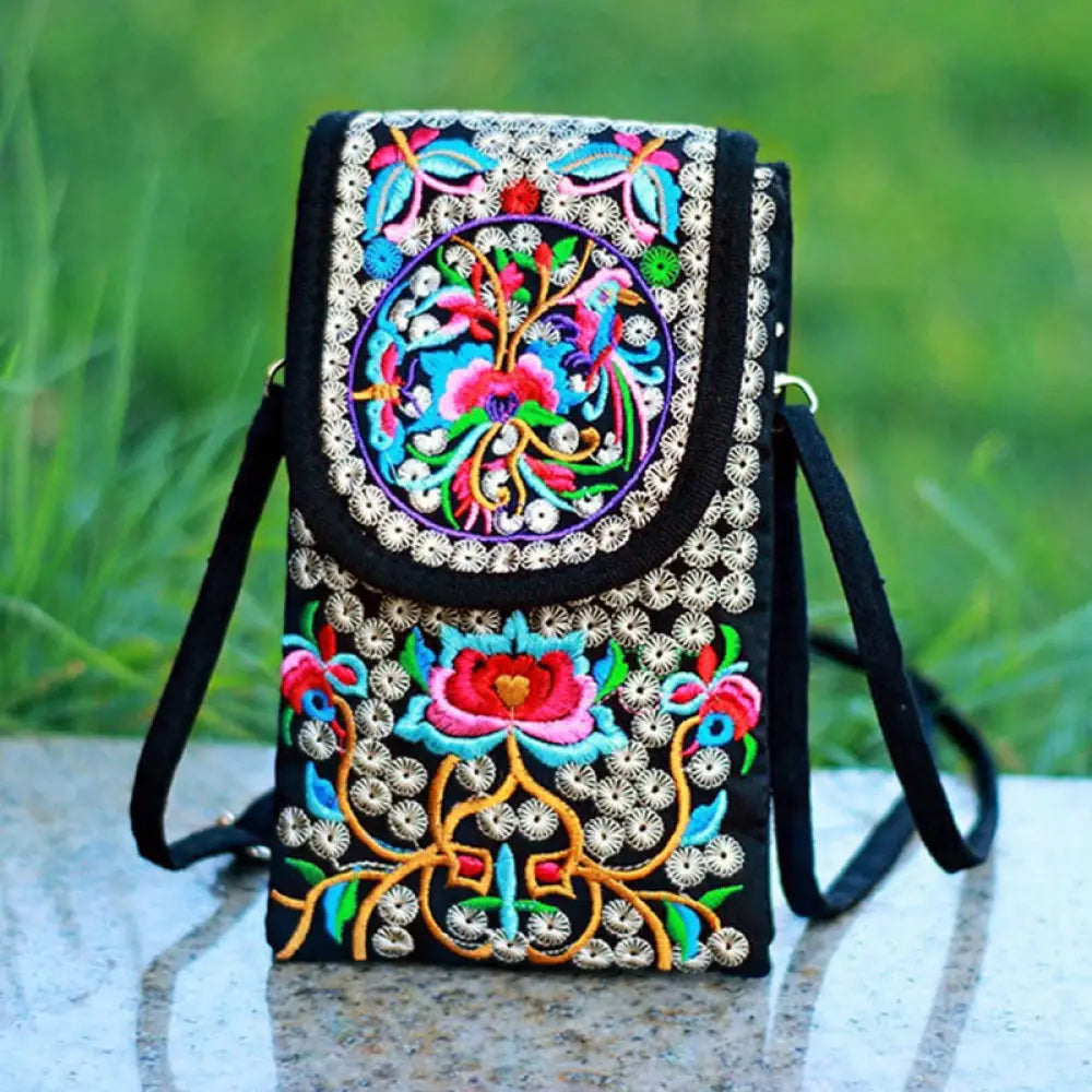 BWOOOH Inula Flower Rose Embroidery Canvas Backpack Cross
