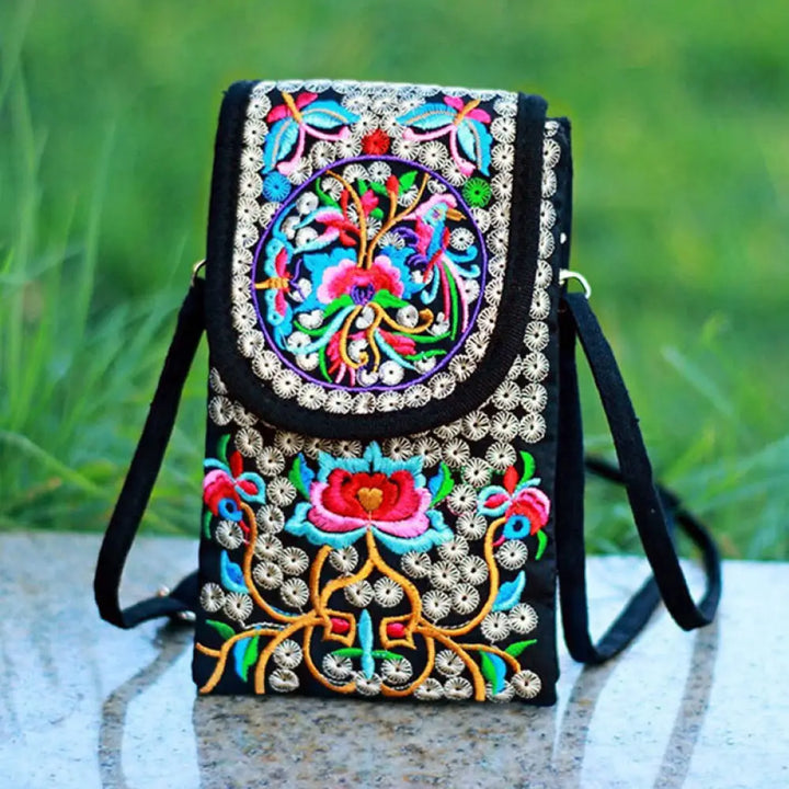 BWOOOH Inula Flower Rose Embroidery Canvas Backpack Cross