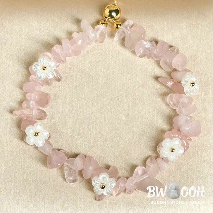 Buddha Stones Irregular Crystal Flower Design Amethyst White Crystal Balance Bracelet - Bracelet