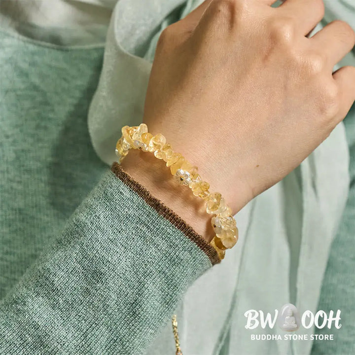 Buddha Stones Irregular Crystal Flower Design Amethyst White Crystal Balance Bracelet - Bracelet