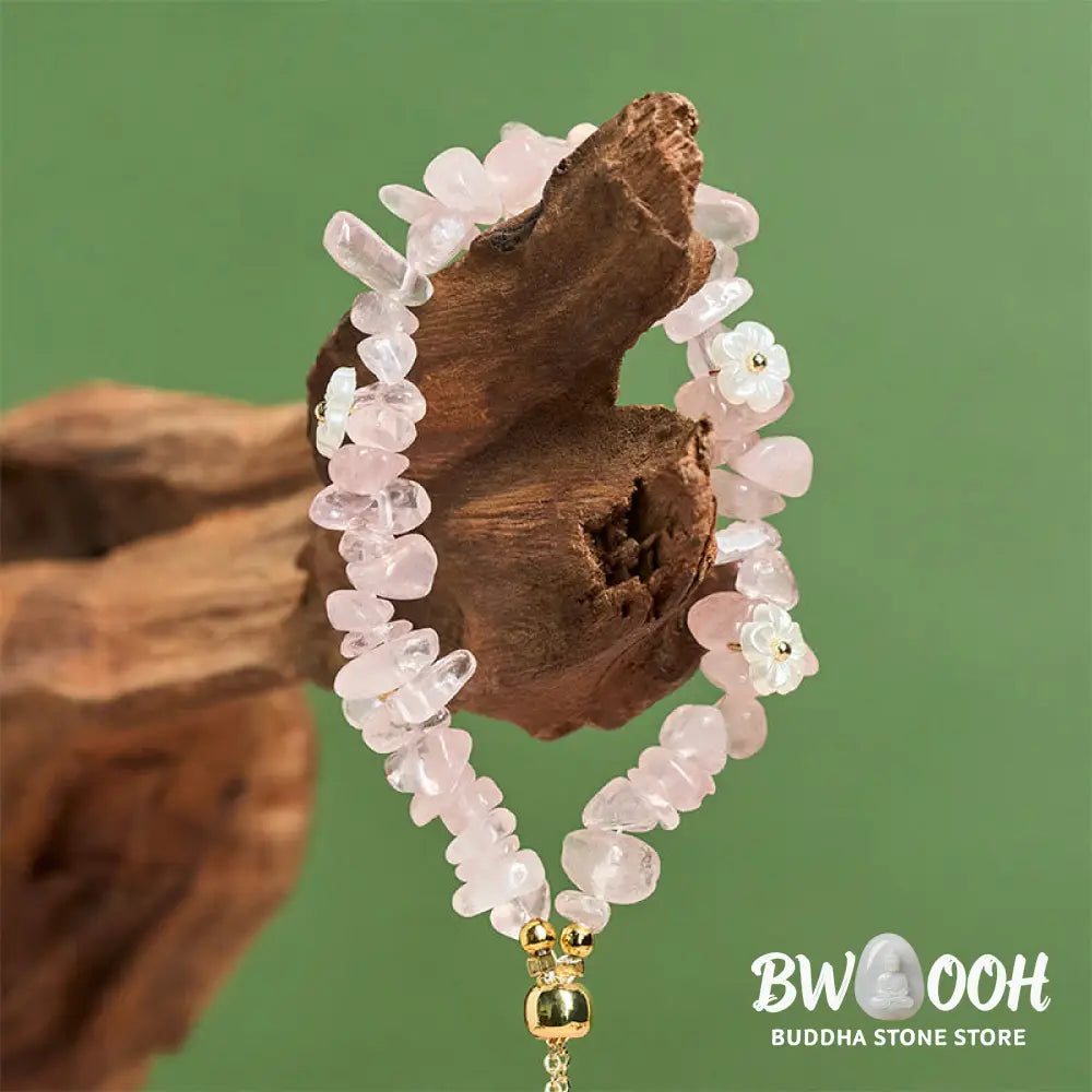Buddha Stones Irregular Crystal Flower Design Amethyst White Crystal Balance Bracelet - Bracelet