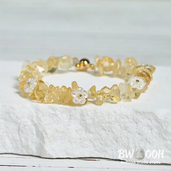 Buddha Stones Irregular Crystal Flower Design Amethyst White Crystal Balance Bracelet - Bracelet