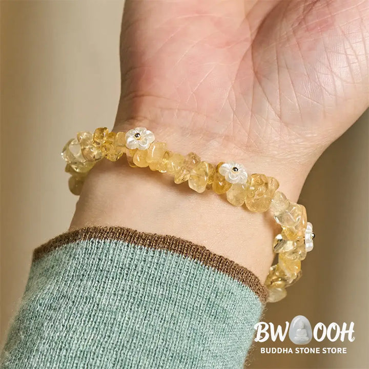 Buddha Stones Irregular Crystal Flower Design Amethyst White Crystal Balance Bracelet - Bracelet
