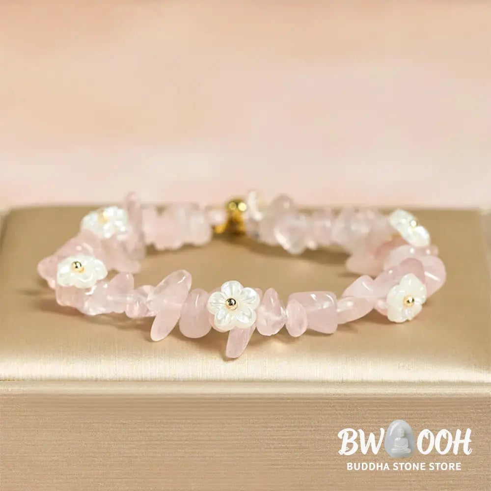 Buddha Stones Irregular Crystal Flower Design Amethyst White Crystal Balance Bracelet - Bracelet