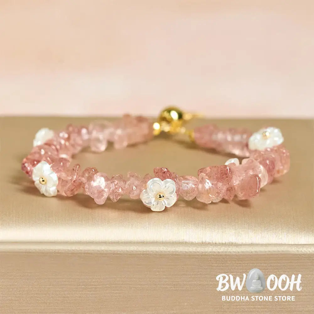 Buddha Stones Irregular Crystal Flower Design Amethyst White Crystal Balance Bracelet - Bracelet