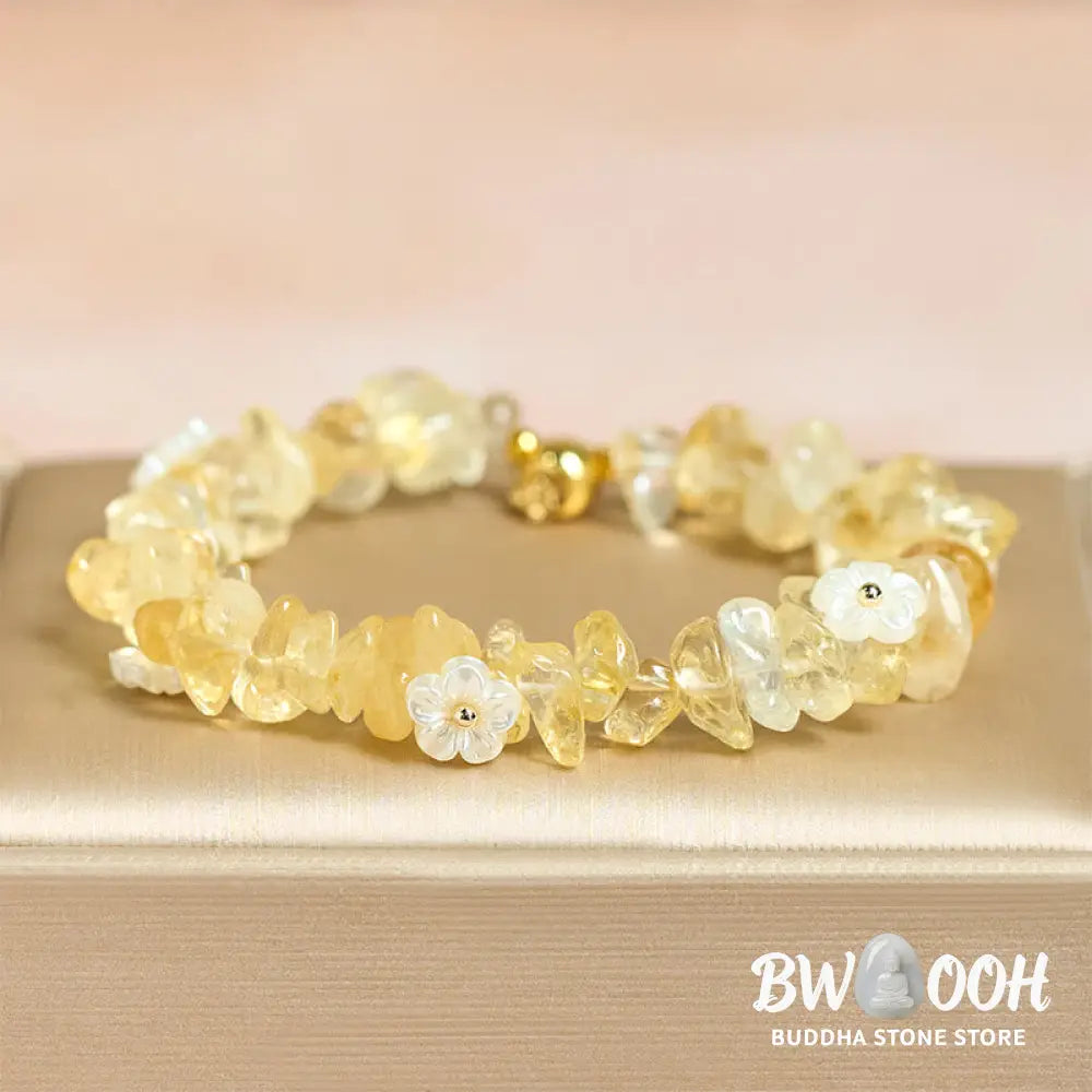 Buddha Stones Irregular Crystal Flower Design Amethyst White Crystal Balance Bracelet - Bracelet