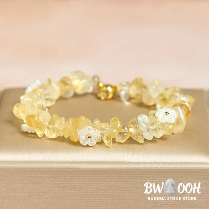 Buddha Stones Irregular Crystal Flower Design Amethyst White Crystal Balance Bracelet - Bracelet