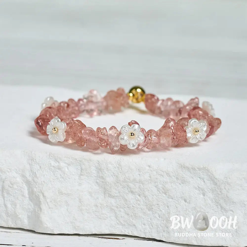Buddha Stones Irregular Crystal Flower Design Amethyst White Crystal Balance Bracelet - Bracelet