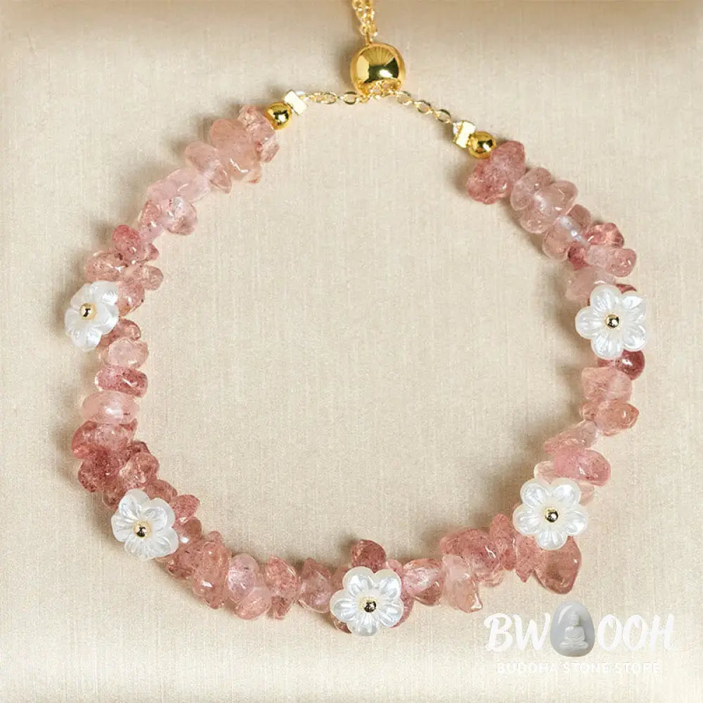 Buddha Stones Irregular Crystal Flower Design Amethyst White Crystal Balance Bracelet - Bracelet