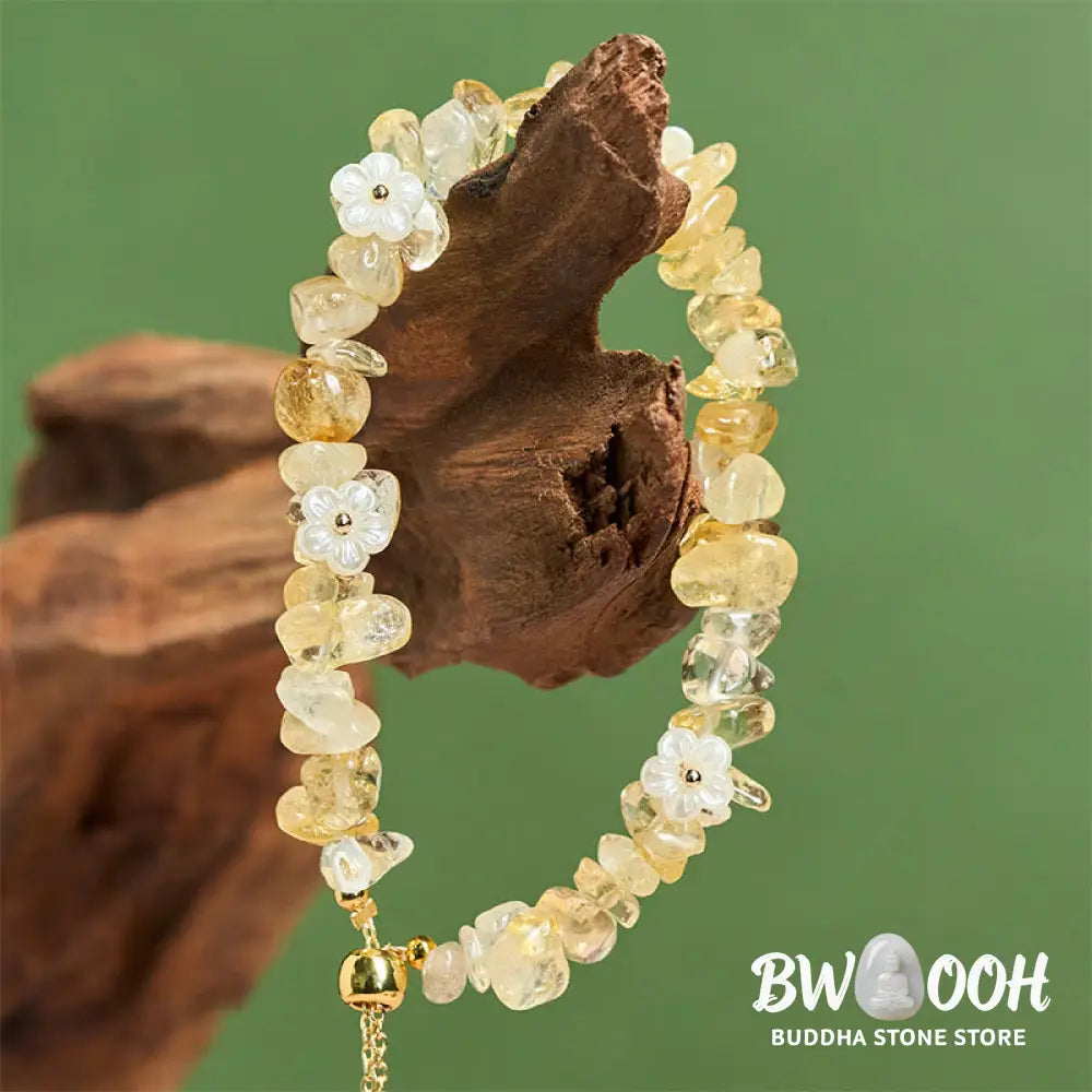 Buddha Stones Irregular Crystal Flower Design Amethyst White Crystal Balance Bracelet - Bracelet