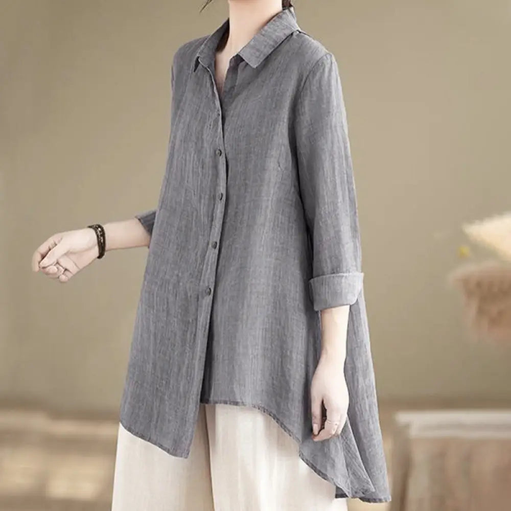 BWOOOH Irregular Design Buttons Long Sleeve Women&