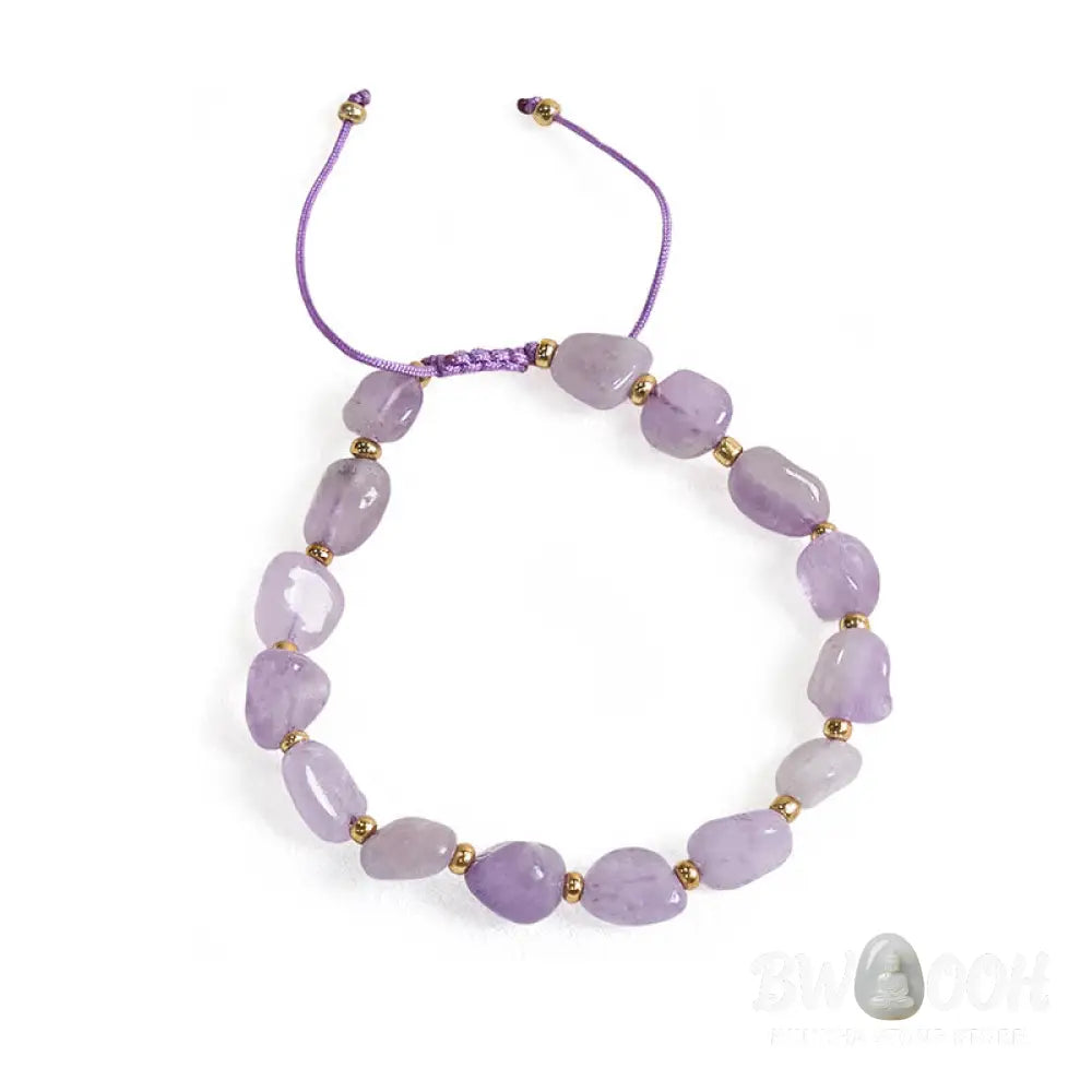 Buddha Stones Irregular Shape Amethyst Braid String Balance Bracelet - BWOOOH - Amethyst(Wrist Circumference 15-20cm)