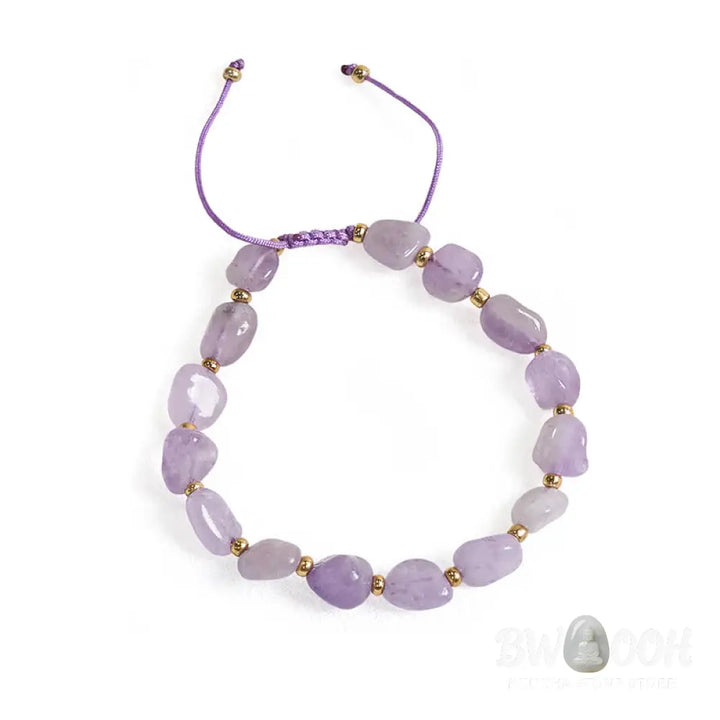 Buddha Stones Irregular Shape Amethyst Braid String Balance Bracelet - BWOOOH - Amethyst(Wrist Circumference 15-20cm)