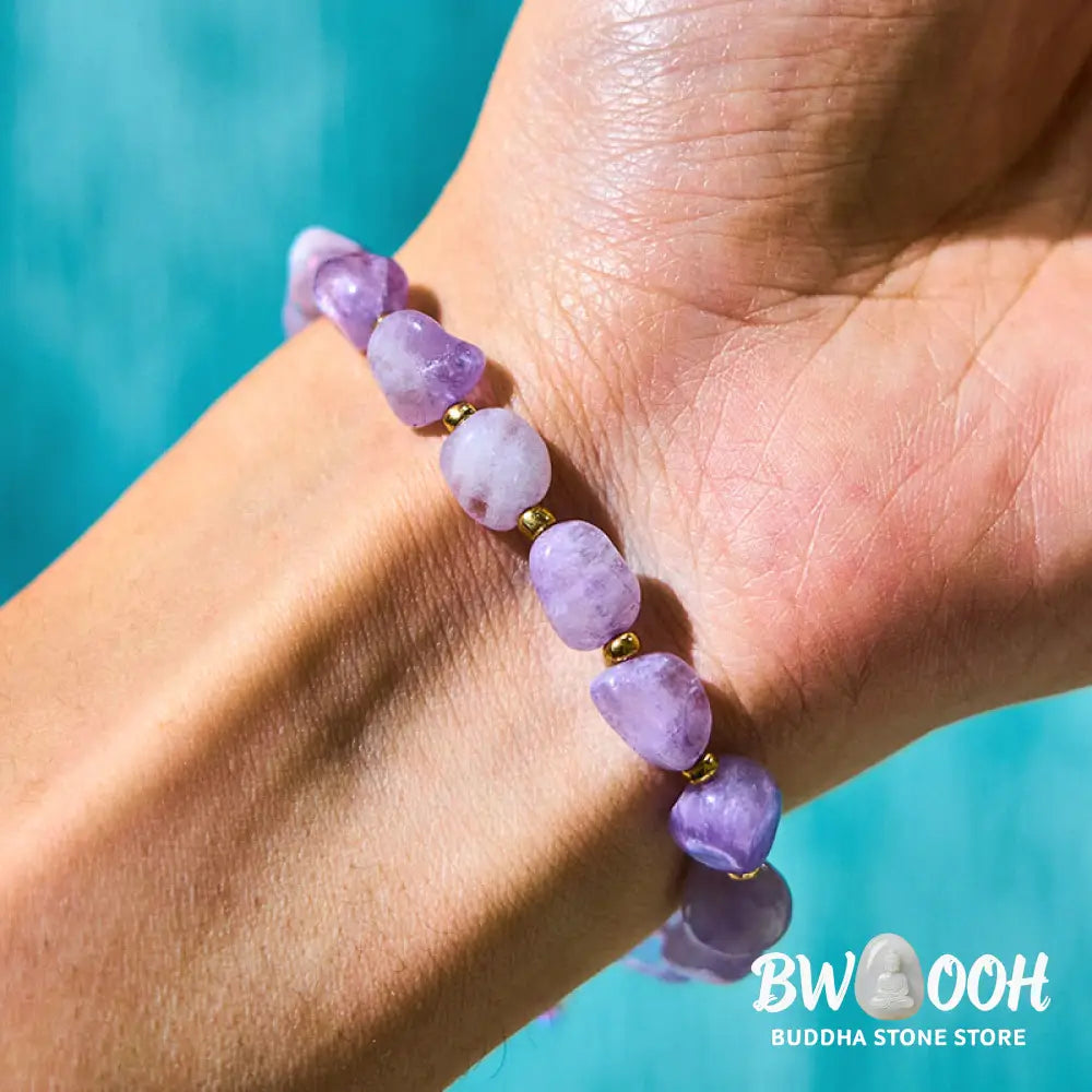 Buddha Stones Irregular Shape Amethyst Braid String Balance Bracelet - BWOOOH - Amethyst(Wrist Circumference 15-20cm)
