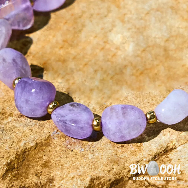 Buddha Stones Irregular Shape Amethyst Braid String Balance Bracelet - BWOOOH - Amethyst(Wrist Circumference 15-20cm)