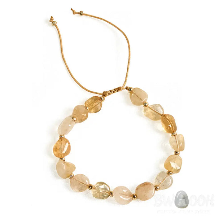 Buddha Stones Irregular Shape Citrine Braid String Happiness Bracelet - BWOOOH - Citrine(Wrist Circumference 15-20cm)
