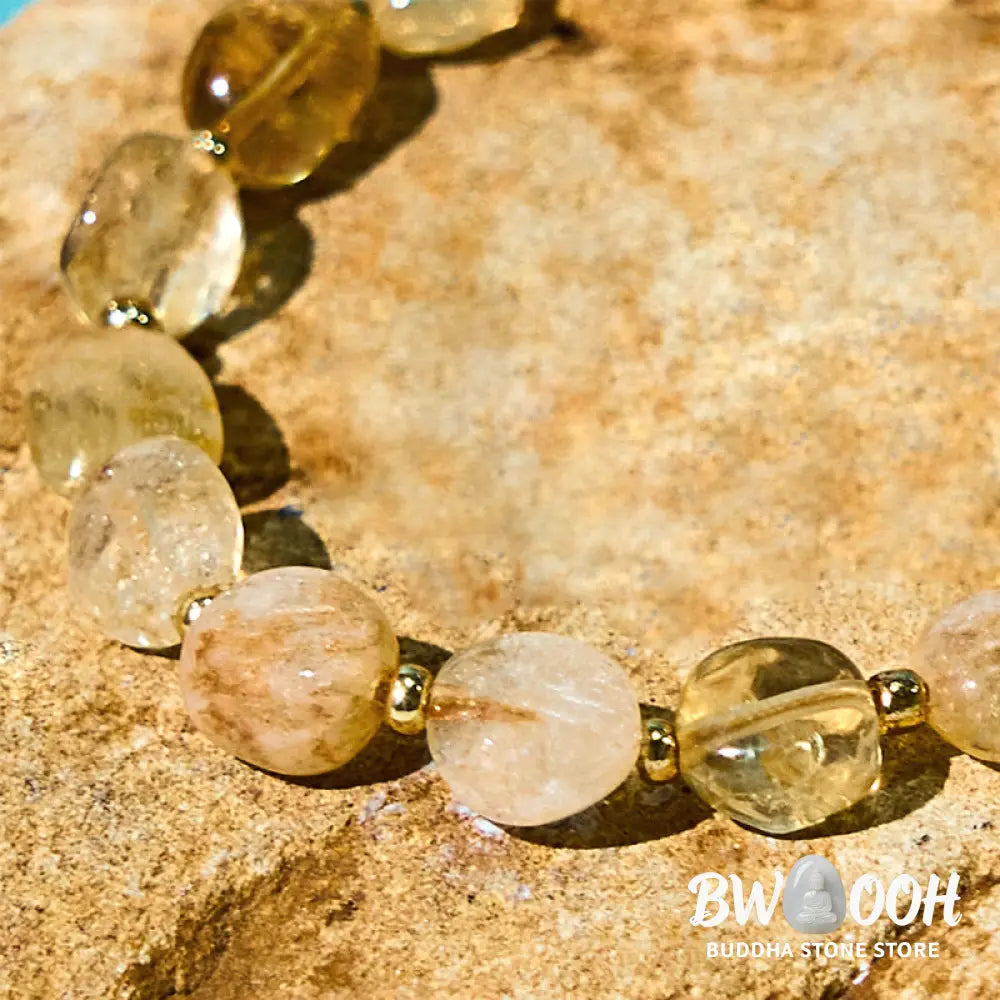 Buddha Stones Irregular Shape Citrine Braid String Happiness Bracelet - BWOOOH - Citrine(Wrist Circumference 15-20cm)