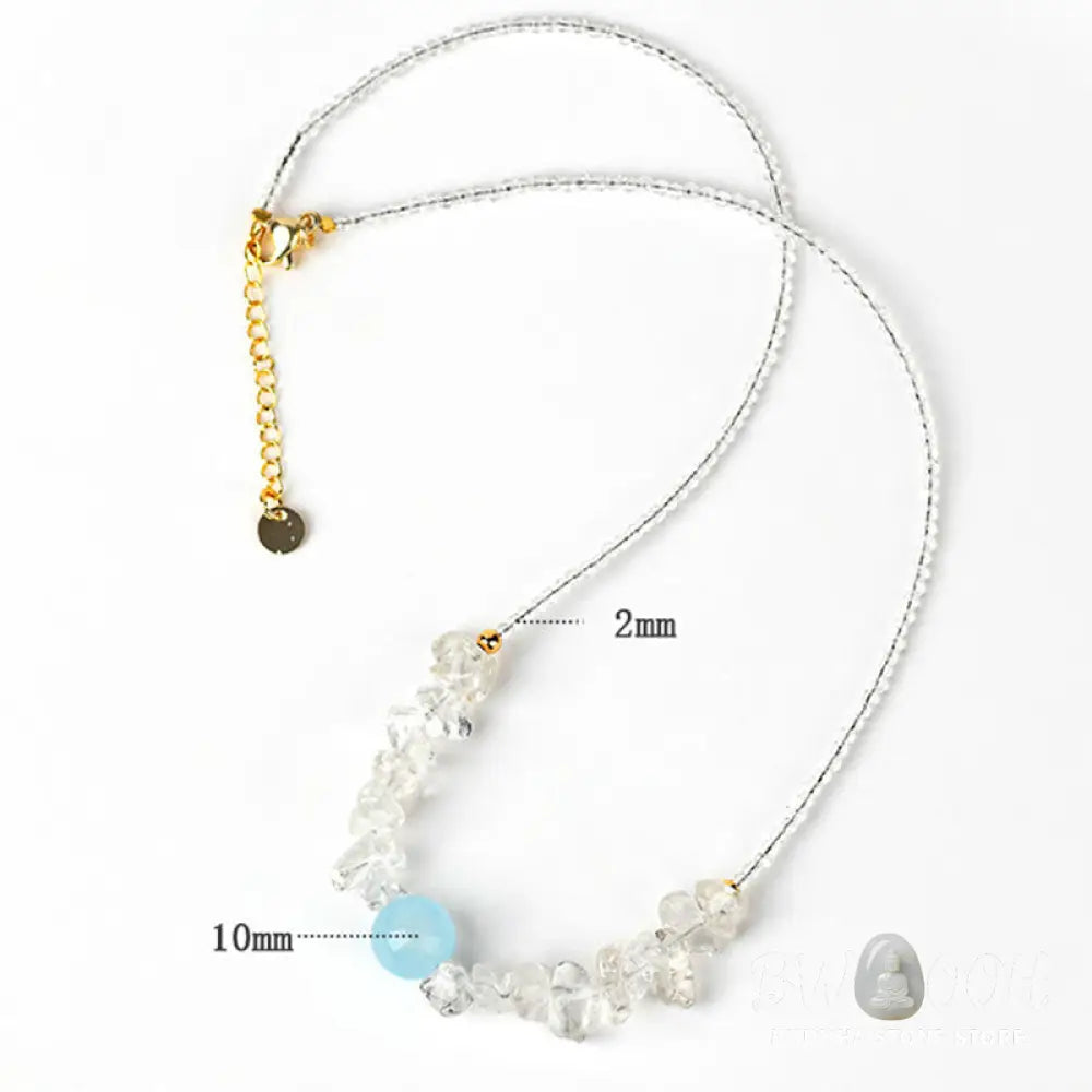 Buddha Stones Irregular White Crystal Aquamarine Bead Healing Necklace Pendant - BWOOOH - White Crystal&amp; Aquamarine