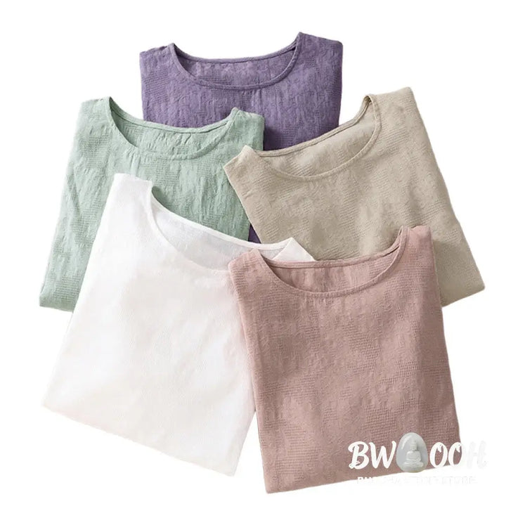 Buddha Stones Jacquard Irregular Hem Pleated Design Women’s Cotton Long Sleeve Shirt - Women’s Shirts