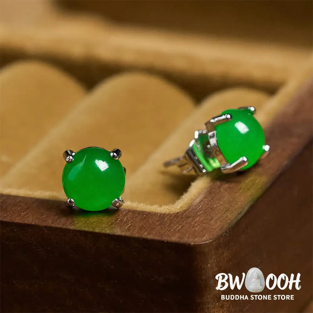 Buddha Stones Jade 925 Sterling Silver Abundance Earrings - Earrings