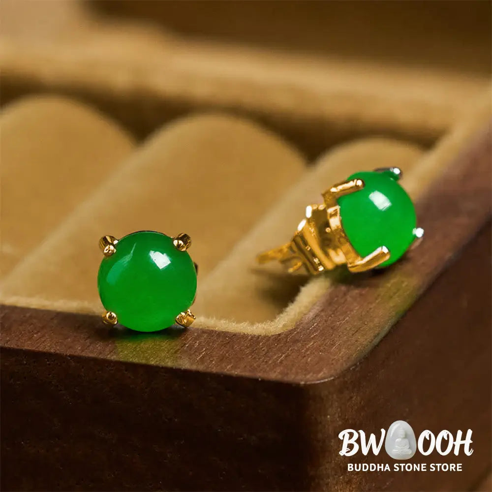 Buddha Stones Jade 925 Sterling Silver Abundance Earrings - Earrings