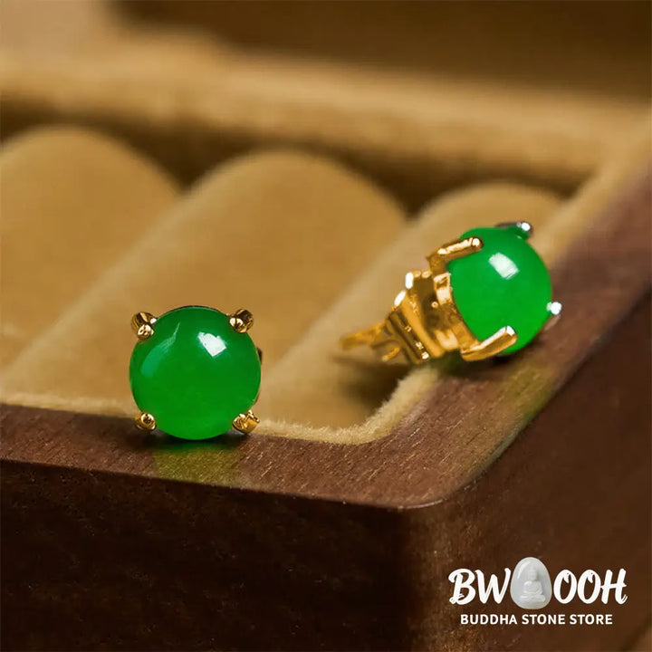 Buddha Stones Jade 925 Sterling Silver Abundance Earrings - Earrings
