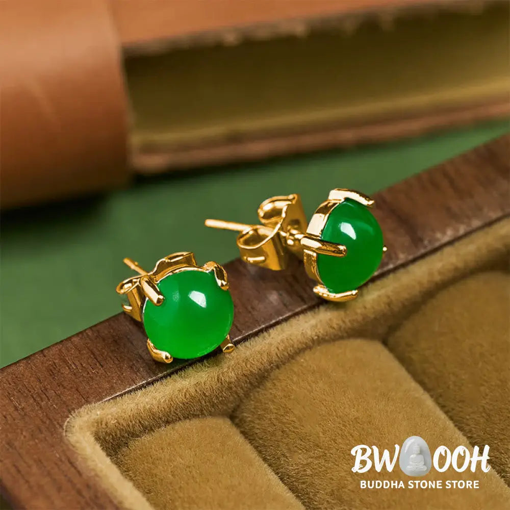 Buddha Stones Jade 925 Sterling Silver Abundance Earrings - Earrings