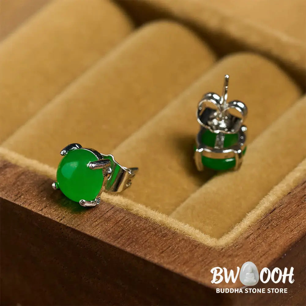 Buddha Stones Jade 925 Sterling Silver Abundance Earrings - Earrings