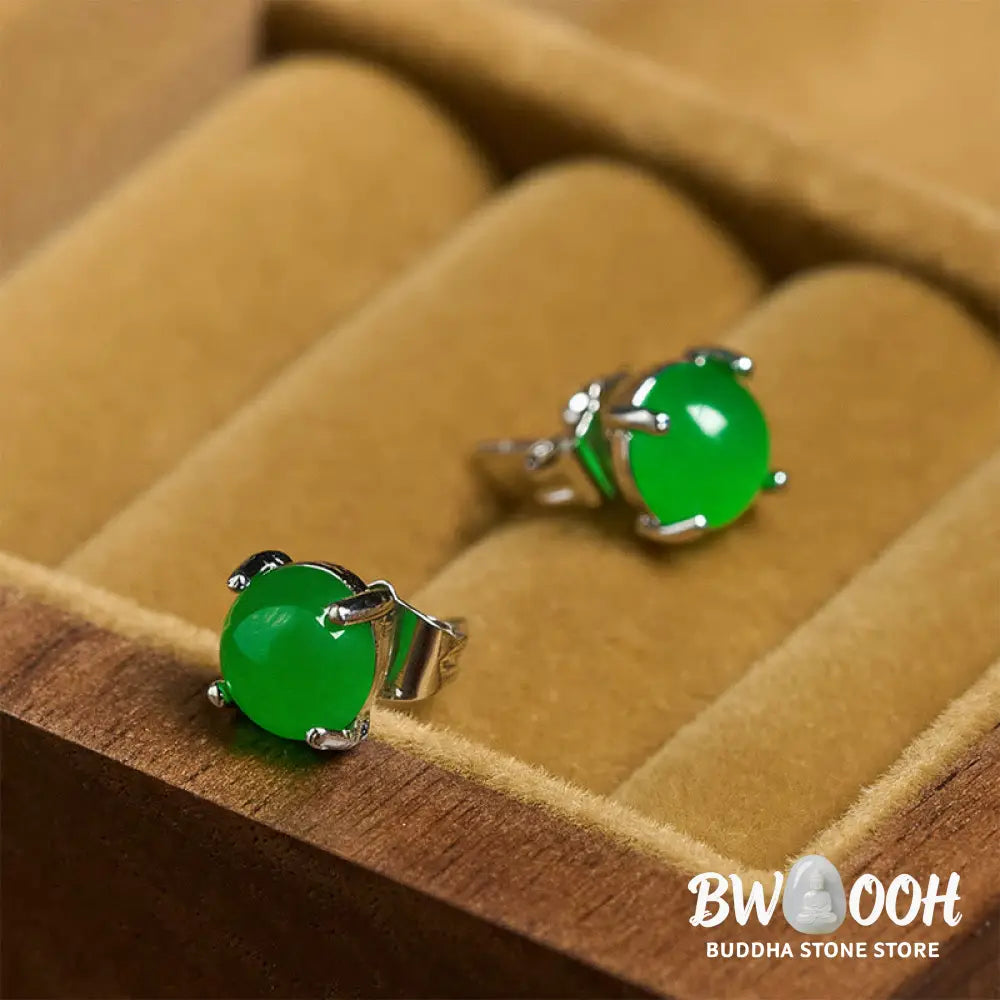 Buddha Stones Jade 925 Sterling Silver Abundance Earrings - Earrings
