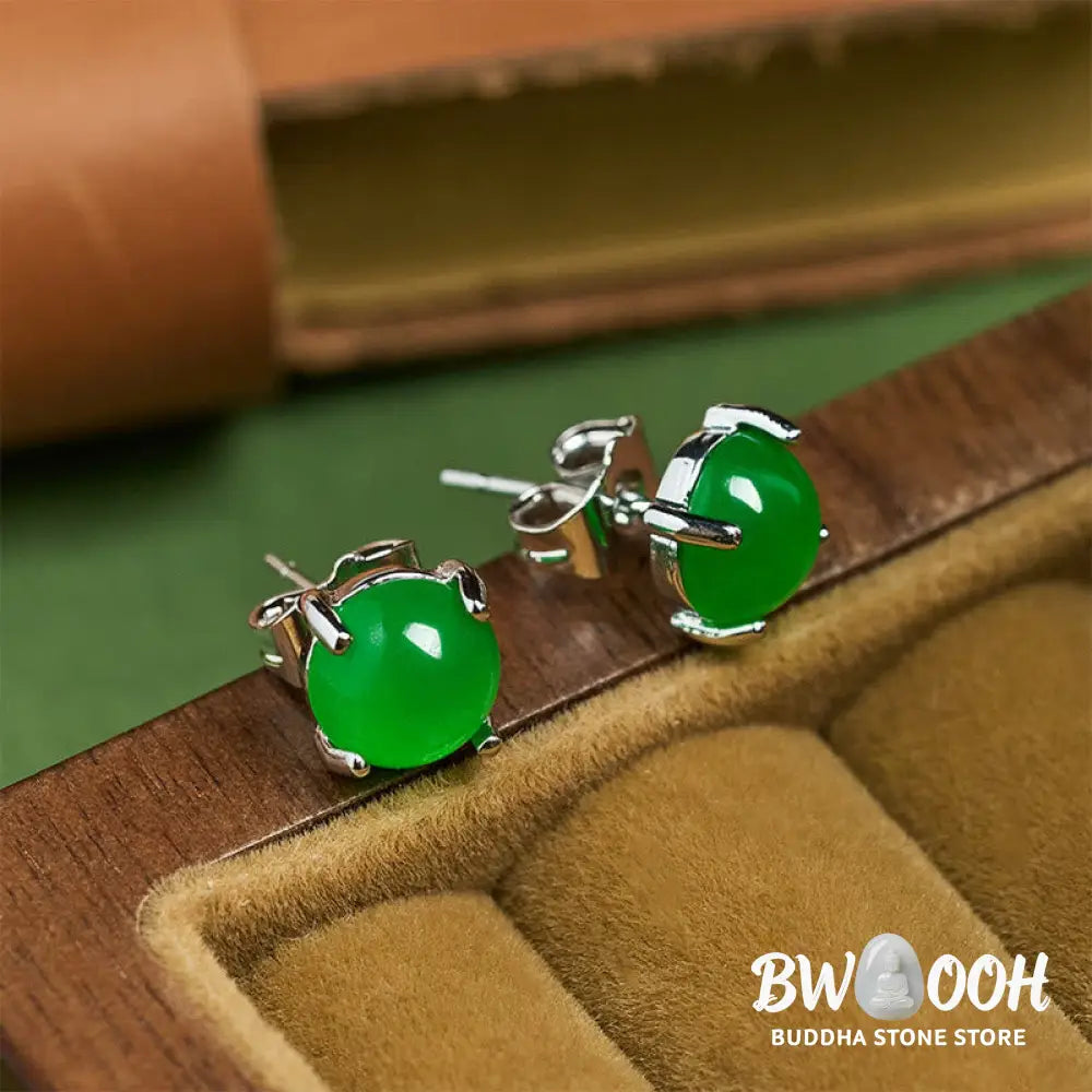 Buddha Stones Jade 925 Sterling Silver Abundance Earrings - Earrings