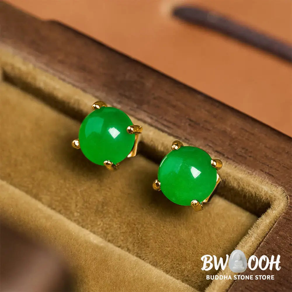 Buddha Stones Jade 925 Sterling Silver Abundance Earrings - Earrings