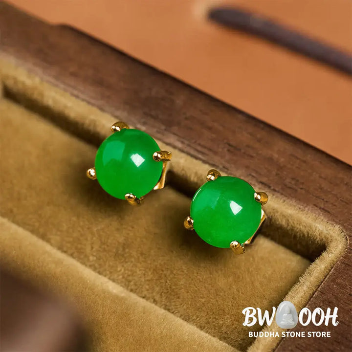 Buddha Stones Jade 925 Sterling Silver Abundance Earrings - Earrings