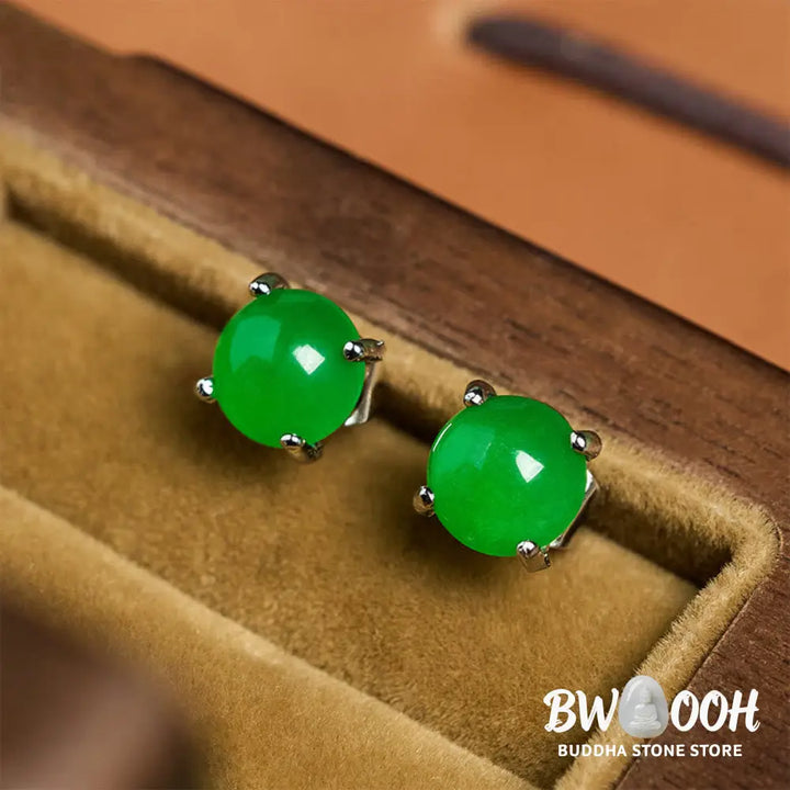 Buddha Stones Jade 925 Sterling Silver Abundance Earrings - Earrings