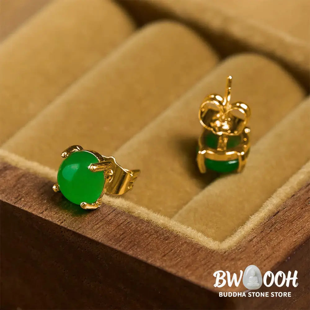 Buddha Stones Jade 925 Sterling Silver Abundance Earrings - Earrings