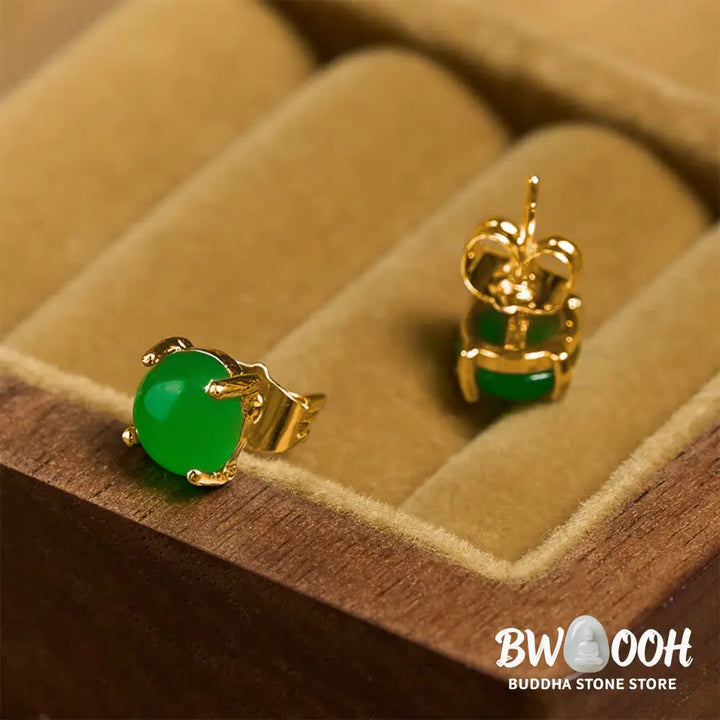 Buddha Stones Jade 925 Sterling Silver Abundance Earrings - Earrings