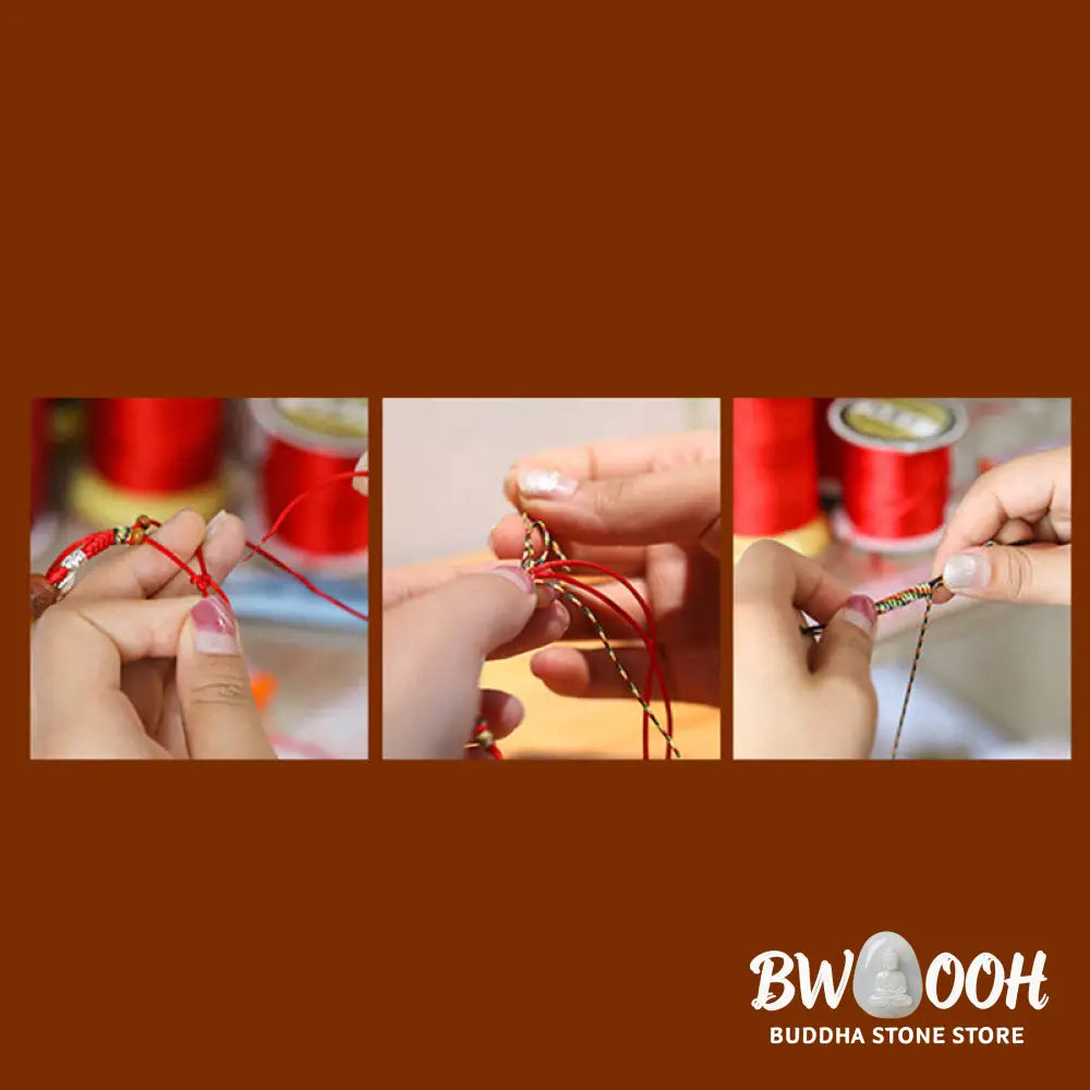Buddha Stones Jade Abacus Bead Prosperity Red String Rope Bracelet - BWOOOH - Red(Wrist Circumference 14-18cm)